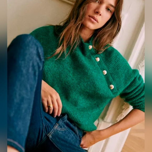 Sezane Sweaters - Sezane Trudy Green Mohair Wool Knit Italy Long Sleeve Jumper Sweater, size S